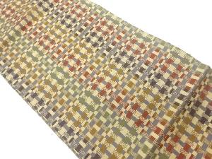 変わり格子模様織出し名古屋帯